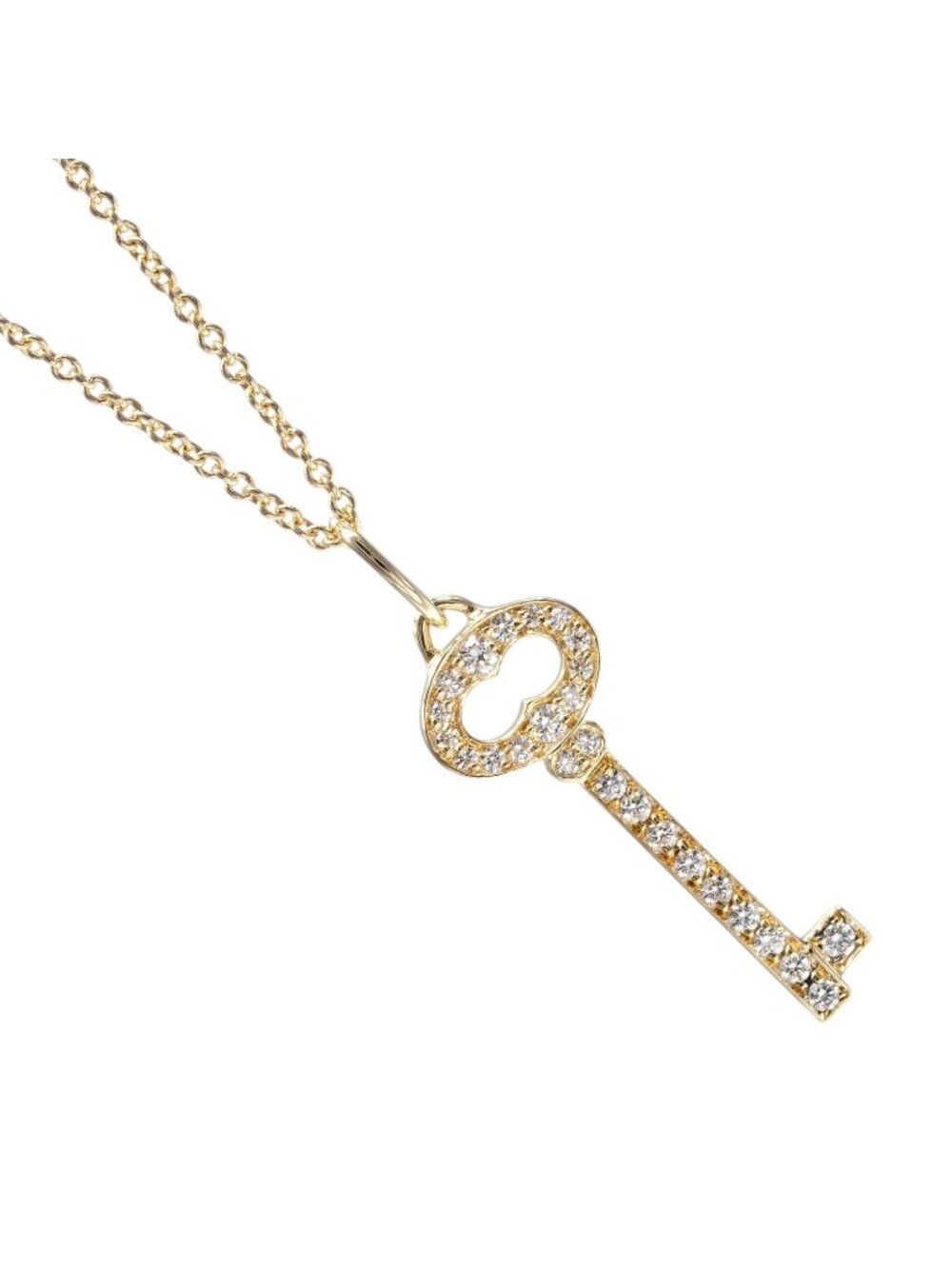 Tiffany & Co Oval Key 18k Yellow Gold Diamond Necklace